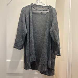 Eileen fisher alpaca wool blend gray cardigan cozy sweater XL